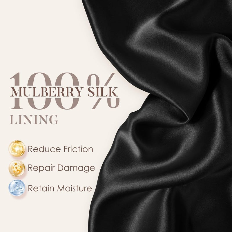 LULUSILK Mulberry Silk Lined Sleep Cap, No More Frizzy Tangled Hair, Stay On All Night Silk Hair Wrap for Sleeping with Adjustable Strap, Silk Bonnet for Women and Men, Dark Grey, Pack of 1 - Image 2